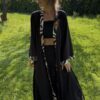 Multifunkcyjne Kimono z Wiskozy Black – Sukienka i Narzutka 2w1