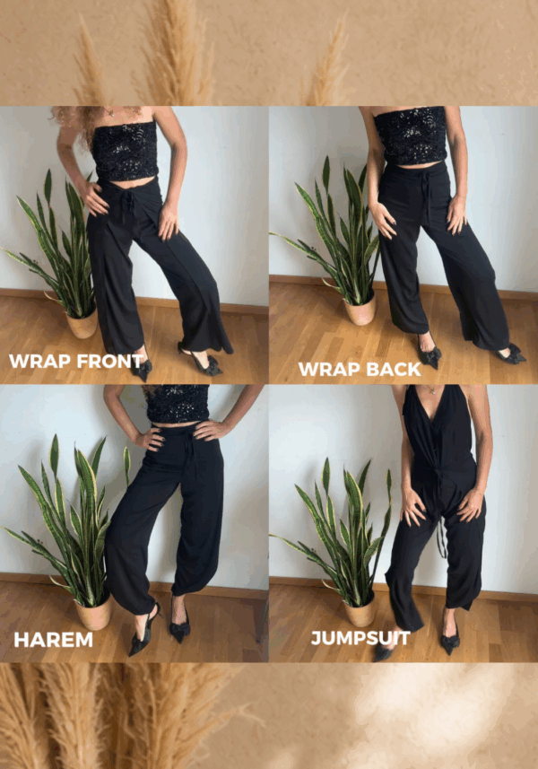 Spodnie Wiązane Wrap Pants Black Wiskoza