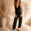 Spodnie Wiązane Wrap Pants Black Wiskoza
