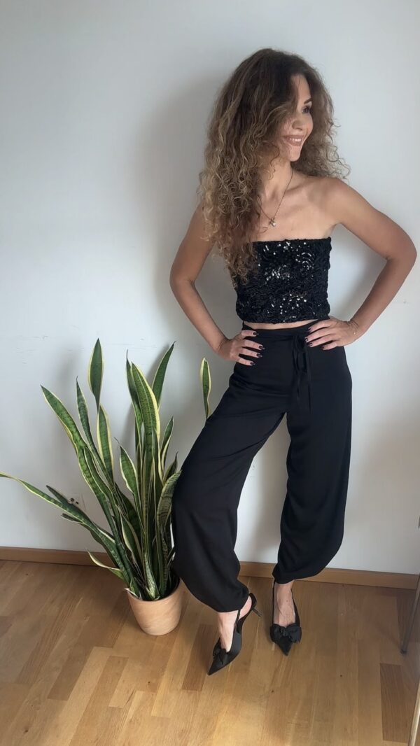 Spodnie Wiązane Wrap Pants Black Wiskoza