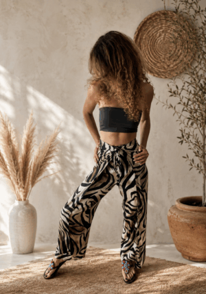 Spodnie Wiązane Wrap Pants Zebra Wiskoza