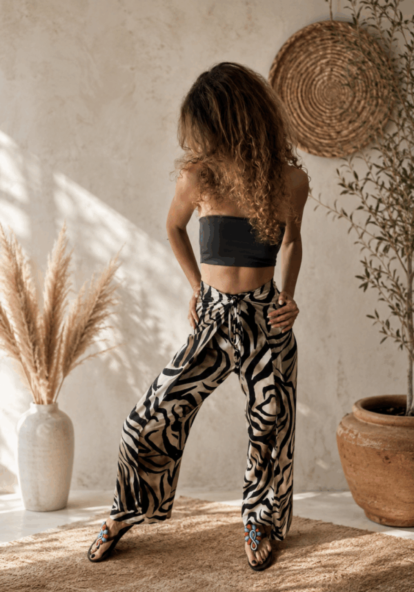 Spodnie Wiązane Wrap Pants Zebra Wiskoza
