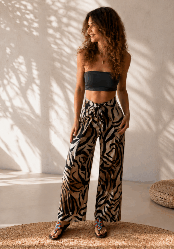 Spodnie Wiązane Wrap Pants Zebra Wiskoza