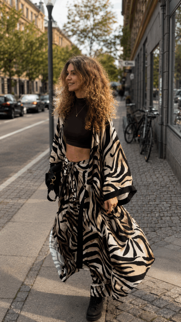 Spodnie Wiązane Wrap Pants Zebra Wiskoza