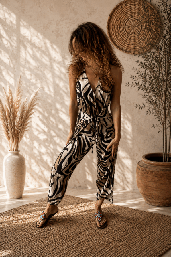 Spodnie Wiązane Wrap Pants Zebra Wiskoza