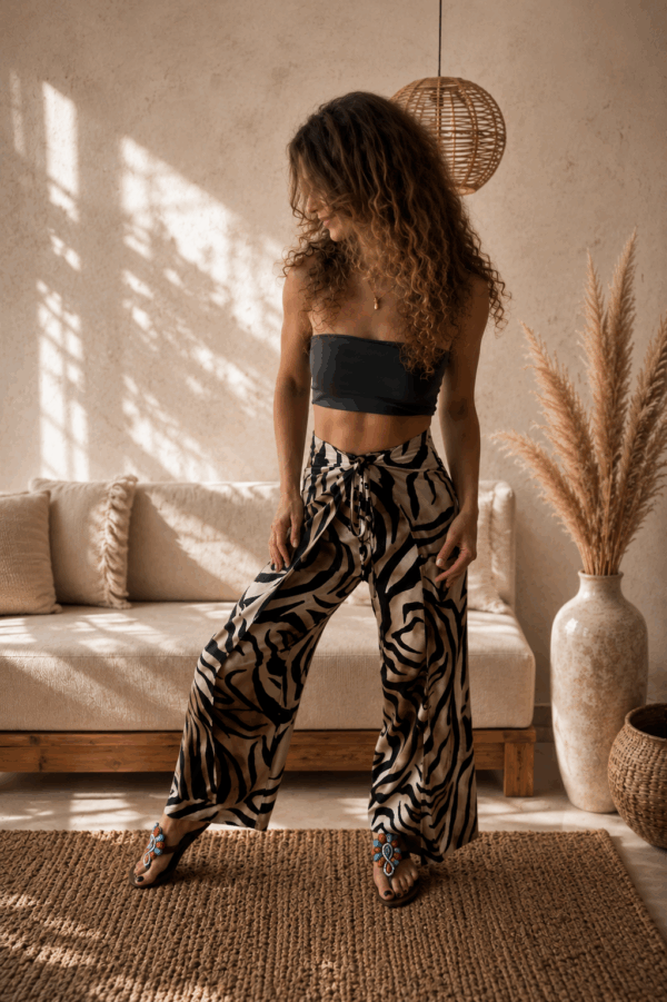 Spodnie Wiązane Wrap Pants Zebra Wiskoza
