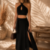 Projekt bez nazwy (6) Frulina Dress - Linen Viscose Blend Black