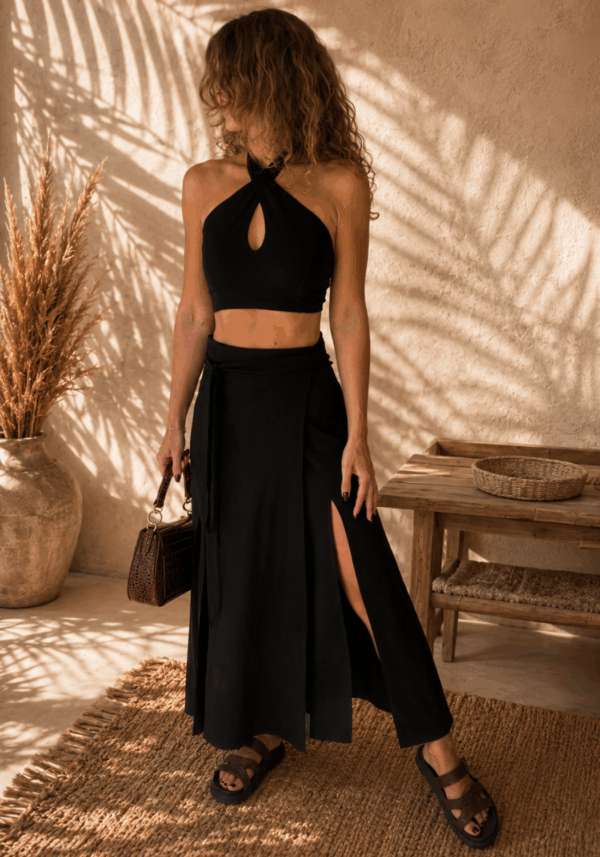 Projekt bez nazwy (6) Frulina Dress - Linen Viscose Blend Black